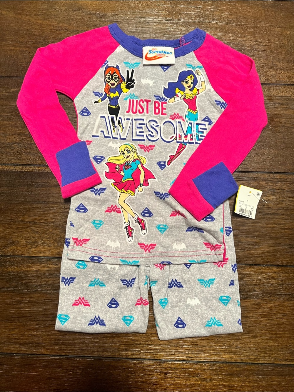 Kids Superhero 'Just Be Awesome' Pink & Gray Pajama Set
